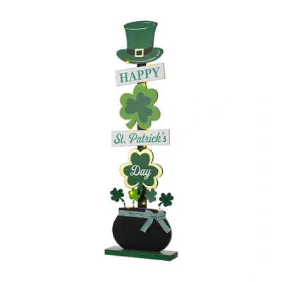 Glitzhome 42" St. Patrick's Shamrocks Porch Decor In Green