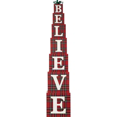 Glitzhome 42"h Wooden Believe Double-edge Porch Decor In Red