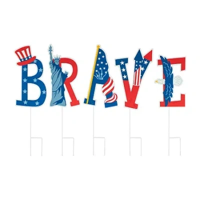 Glitzhome 43.25"l Set Of 5 Patriotic Yard Stake In Blue