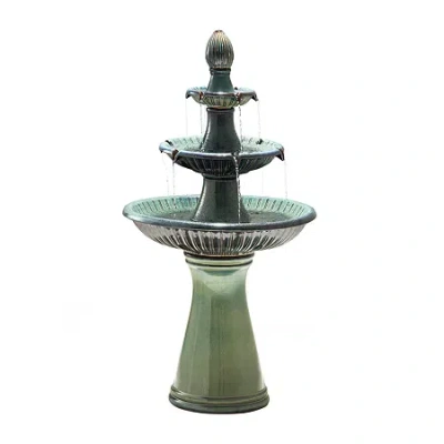 Glitzhome 45.25" Turquoise 3-tier Outdoor Fountains In Blue