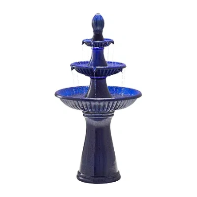 Glitzhome 45.25h Cobalt Blue 3-tier Outdoor Fountains