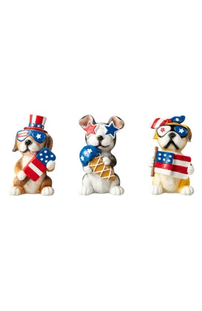 Glitzhome 4.5"h Set Of 3 Patriotic Americana Resin Gogs Table Decor In Multi