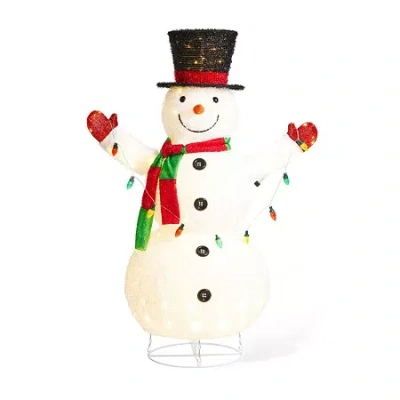 Glitzhome 47.25" Fabric Snowman Christmas Yard Art In White