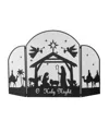 Glitzhome 48" Metal Christmas Mesh Silhouette Nativity Scene Screen In Black