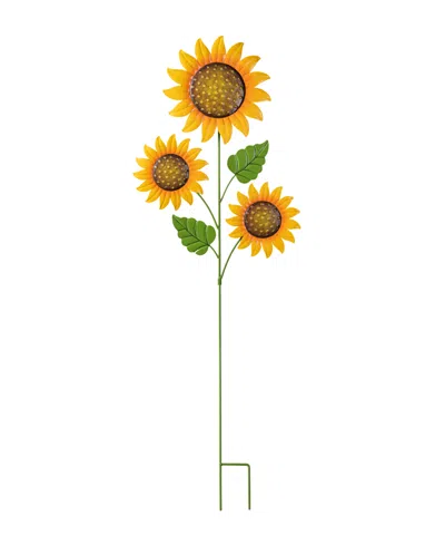 Glitzhome 48.25"h Fall Metal Sunflowers Yard Stake In Yellow