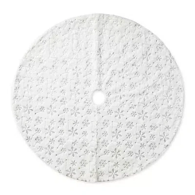 Glitzhome 4ft White Plush Christmas Indoor Tree Skirt