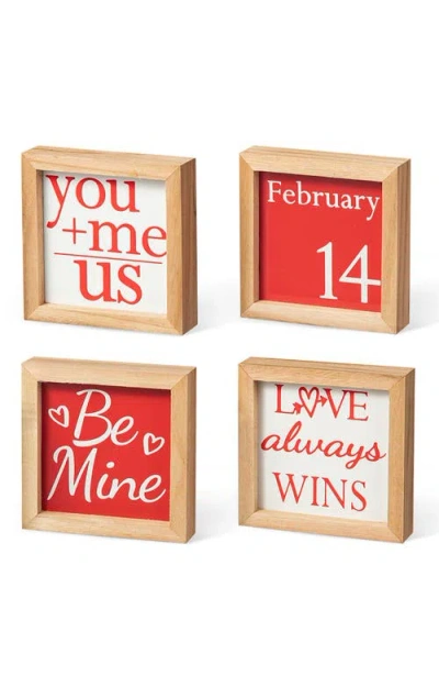 GLITZHOME GLITZHOME 4"H SET OF 4 VALENTINE'S WOODEN BLOCK TABLE DECOR