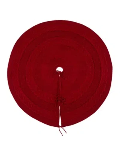 Glitzhome 52" D Knitted Acrylic Christmas Tree Skirt In Red