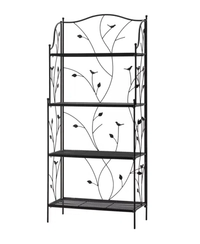 Glitzhome 52" H 4-tiered Rectangular Metal Shelf Plant Stand Or Storage Rack In Black