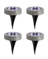 Glitzhome 5.25" H Set Of 4 Resin Solar Powered Disk Light Or Outdoor Pathway Light Or Ground Light In Multi