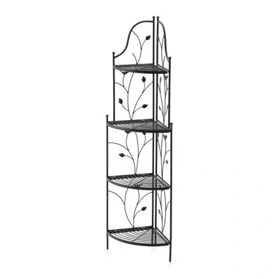 Glitzhome 52"h 4-tiered Metal Corner Shelf Plant Stand Or Storage Rack In Black