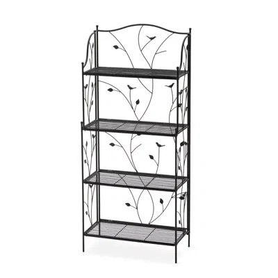 Glitzhome 52"h 4-tiered Rectangular Metal Shelf Plant Stand Or Storage Rack In Black