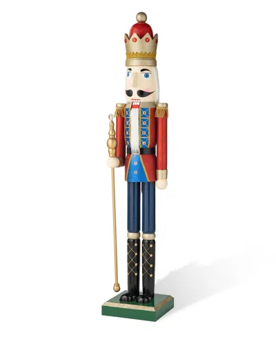 Glitzhome 54" H Wooden Christmas Glitter King Nutcracker In Multi