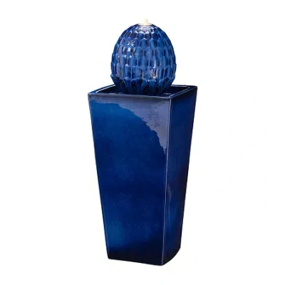 Glitzhome 5.75h Polyresin Sphere Outdoor Fountains In Blue