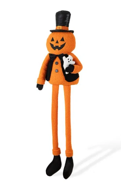 Glitzhome 59"h Halloween Oversized Fabric Jack-o-lantern With Dangle Legs W/timer In Orange