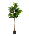Glitzhome 5ft. Faux Fiddle Leaf Fig Tree In Pot In Multi