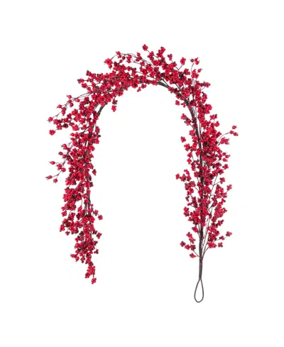 Glitzhome 6 Ft Plastic Christmas Berries Garland In Multi