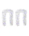 Glitzhome 6 Ft Pre-lit Snow Flocked Pine Christmas Garlands, Set Of 2 In Multi