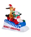 Glitzhome 6" Lighted Inflatable Skiing Santa, Snowman And Dog Decor In Multi