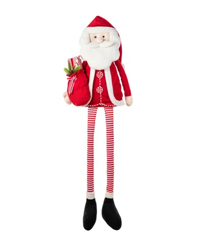 Glitzhome 60" Christmas Oversized Fabric Santa With Dangle Legs In Multi
