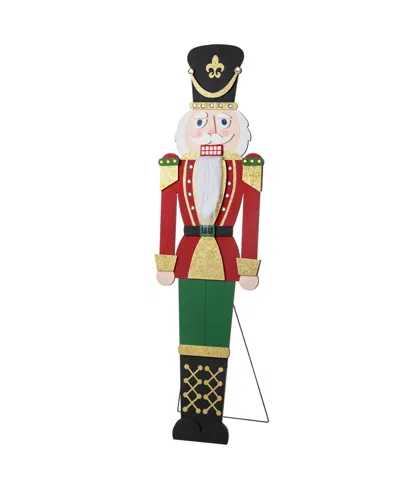 Glitzhome 60" Wooden Christmas Traditional Nutcracker Porch Decor In Multi