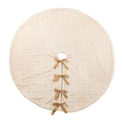 Glitzhome 60"d Deluxe Reversible Milk Coffee Twisted Faux Marten Fur/korean Fleece Christmas Tree Skirt In Multi