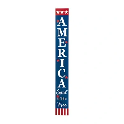 Glitzhome 60"h Wooden Patriotic Porch Sign In Blue
