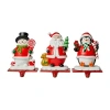 Glitzhome 6.5" Snowman & Santa & Penguin Christmas Stocking Holder - Set Of 3 In Red