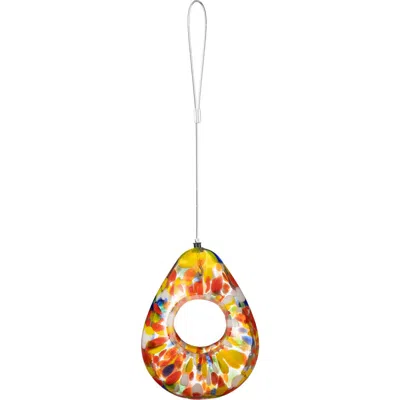 Glitzhome 6.75"h Glass Water Drop Hanging Multi Dots Birdfeeder