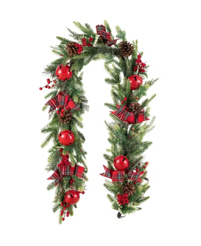 Glitzhome 6-ft. Christmas Bell, Pinecone, Berry & Bow Garland In Multi