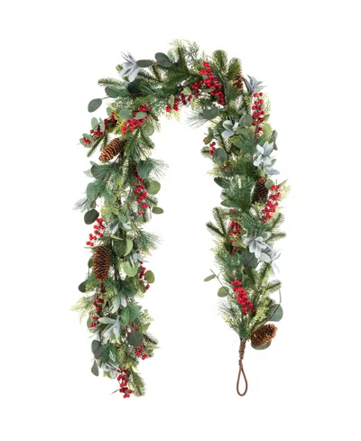 Glitzhome 6-ft. Christmas Berry, Pinecone & Eucalyptus Garland In Multi