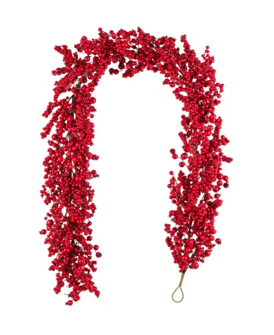 Glitzhome 6-ft. Christmas Full Berry Garland In Red