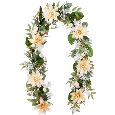 Glitzhome 6ft Dahlia Or Hydrangea Peony & Cherry Artificial Garland In Multi