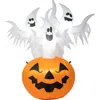 Glitzhome 6ft Lighted Ghosts In Jack-o-lantern Pumpkin Inflatable Decor In Orange