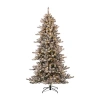 Glitzhome 7 Foot Pre-lit Flocked Fir Christmas Tree In Green