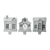 Glitzhome 7" Galvanized House Christmas Stocking Holder - Set Of 3 In Silver