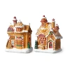 Glitzhome 7.25" Lighted Gingerbread House Christmas Tabletop Decor In Brown