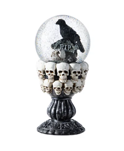 Glitzhome 7.25"h Halloween Resin Stacked Skull Waterglobe