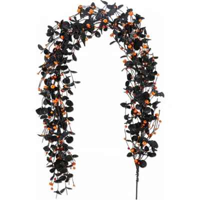 Glitzhome 72"l Halloween Eucalyptus Pumpkin Bat Garland In Black