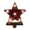Glitzhome 7.48" Marquee Led Star Christmas Stocking Holder In Red