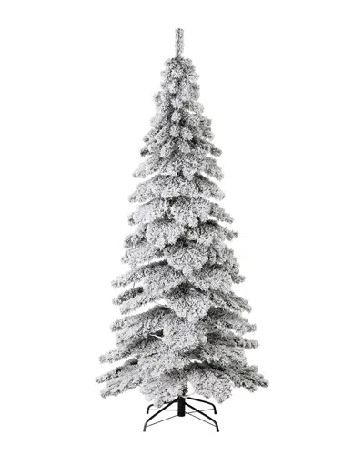 Glitzhome 7.5 Ft. Handmade Flocked Layered Spruce Tree In White