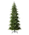 Glitzhome 7.5ft Pre Lit Green Slim Fir Artificial Christmas Tree With 350 Strawberry Lights,9 Functional Warm In Multi