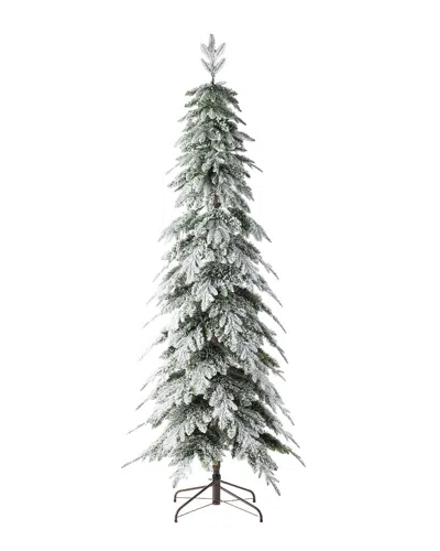 Glitzhome 7.5ft Pre-lit Flocked Pencil Spruce Tree In Green