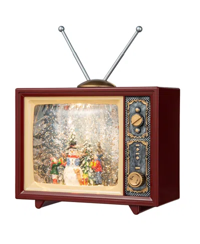 Glitzhome 7.5"l Lighted Tv With Snowman Waterglobe In Multi