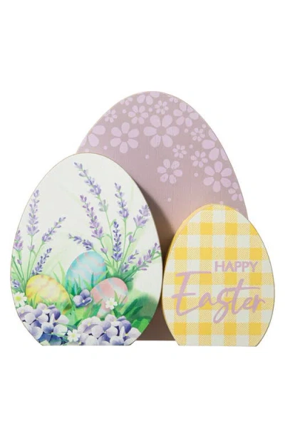 GLITZHOME GLITZHOME 7.75"H EASTER WOODEN EGGS TABLE DECOR
