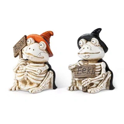 Glitzhome 7"h Halloween Resin Skeleton Frogs 2-pc. Halloween Tabletop Decor In Multi