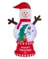 Glitzhome 8" Lighted Inflatable Snowman Globe Scene Decor In Multi