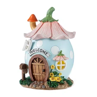 GLITZHOME 8" RESIN EGG SHAPED HOUSE EASTER TABLETOP DECOR