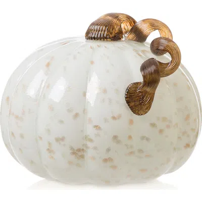 Glitzhome 8.5"d Golden White Glass Pumpkin