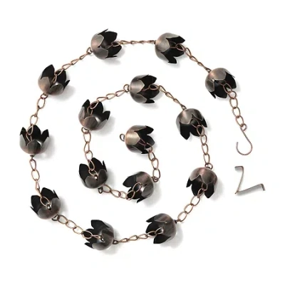 Glitzhome 8.5ft Copper Lotus Shaped Rain Chain Garland In Brown